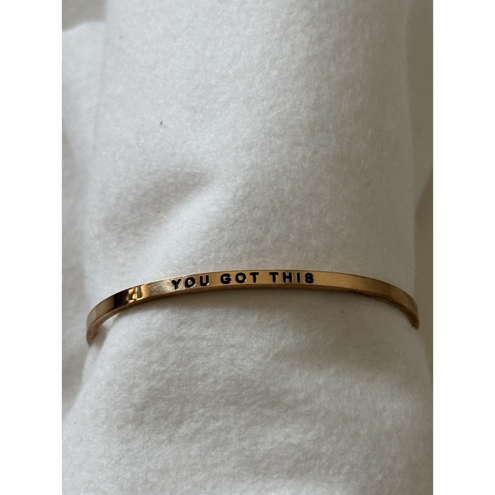 Mantaband Gold Tone "You Got This" Thin Cuff Bracelet